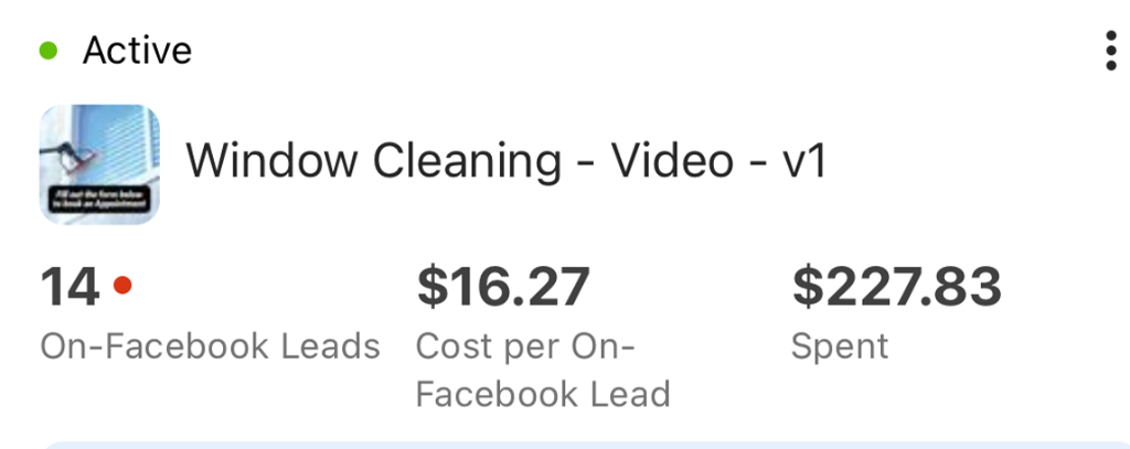 Campaign results for Window Cleaning Services